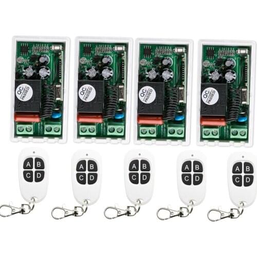 220 v 1 ch RF wireless remote control switch 4* receiver+5 * transmitter Simple connection 50m