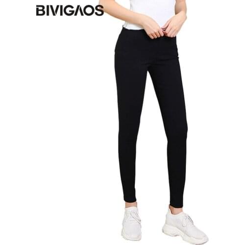 BIVIGAOS New Thin Stretch Woven Black Leggings Pants Women Korean Skinny Pencil Pants Women Slim Casual Pants Spring Autumn