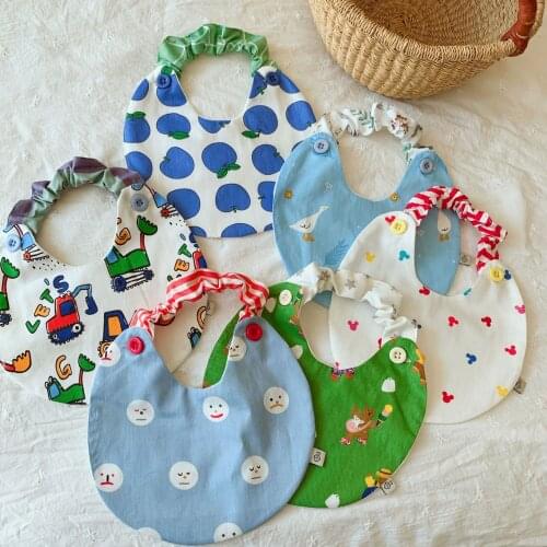 Infant Baby Girl Boy Bib Kid Toddler Dinner Feeding Tassel Detachable Cotton Linen Burp Cloths Saliva Towel For 0-12 Months