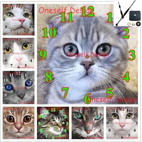 Diy diamond painting with Mechanical clock animal cat 5d diamond embroidery full set with clock diamond mosaic decoration home