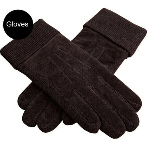 Hot Sale Fashion Guantes Mens Winter Warm Glove Solid Black Rowan Pigskin Leather Middle Soft Tactical Gloves Military Mittens