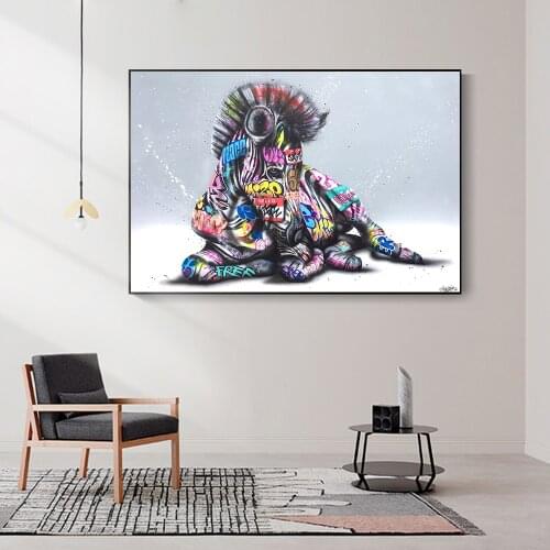 Graffiti Art Colorful Horses Posters And Prints Living Room Canvas Paintings Wall Art Pictures For Wall Cuadros Decorativos