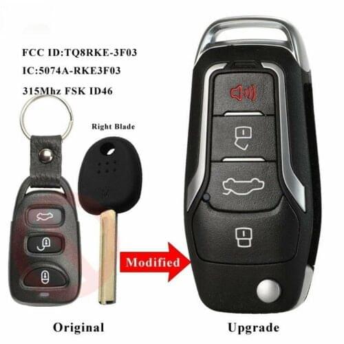 KEYECU Upgraded Flip Remote Car Key FSK 315MHz ID46 Fob for Hyundai Elantra GT 2013 2014 2015 2016 2017 FCC ID:TQ8RKE-3F03