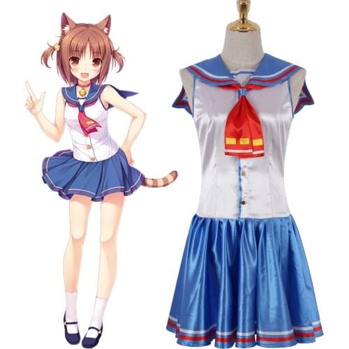 AnimeGame NEKOPARA Cosplay Azuki Costume Woman Clothes Sailor Suit Girls Dress Skirt Cat Girl Cute Kawaii Lolita Outfits Uniform