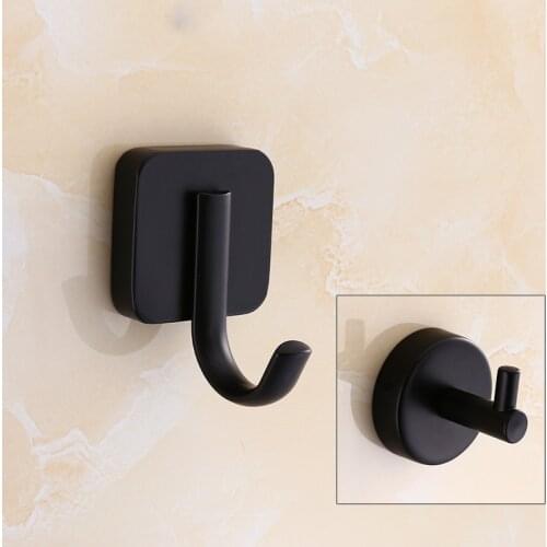 Stainless Steel Single Robe Hook Wall Mounted Towel Hook Black Painted Clothes Hook Bathroom Hardware