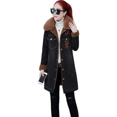 Women Warm Winter Denim Jacket for Women Wool Lining Basic Autumn Winter Jean Coat New 2020 Denim Female Jackets A300