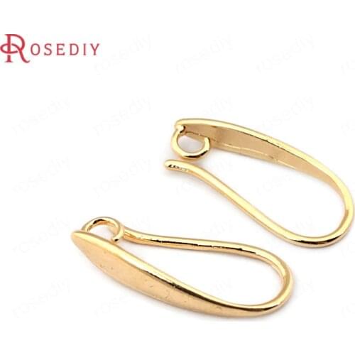 33763)12PCS Height 19.5MM 24K Gold Color Brass Earrings Hooks High Quality Diy Jewelry Findings Accessories
