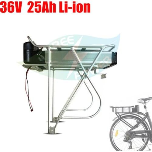 36V 25AH lithium ion Rear rack batteria 42v li ion 18650 with BMS for 1000w 800w Moped Bike Scooter +3A charger