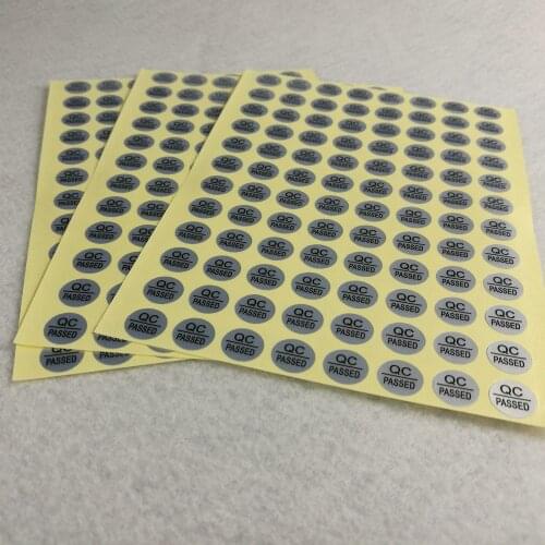 1000pcs QC Adhesive Label Sticker QC PASSED Stickers Silver Color Round Silver PET Warranty Label