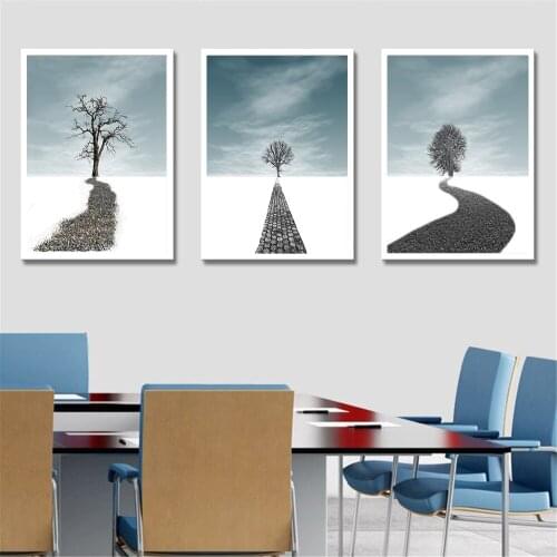 Canvas Painting Wall Art White Snow Tree Road To The Dream Posters and Print Room Decor Pictures for Living Room Home Decoration