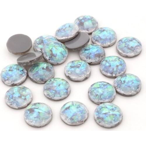 New Fashion 40pcs 12mm Gray Colors Built-in metal foil Flat back Resin Cabochons Cameo-V3-10