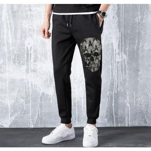 Autumn Winter Men Sweatpants with Rhinestones asina size M-4XL pants