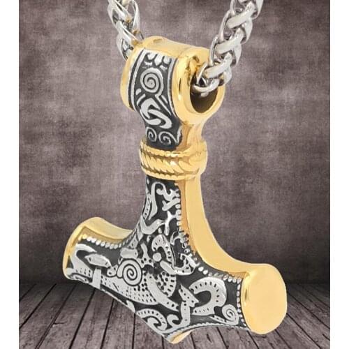 Viking-Thors-Hammer Necklaces Vegvisir-Vikings Norse Runes Amulet Pendant Necklace For Men Jewelry Gift