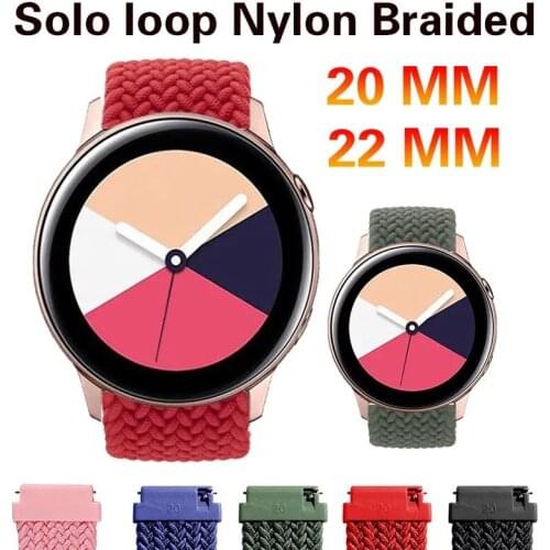 20/22mm Braided Solo Loop Straps For Samsung Galaxy Watch 3 41mm 45mm Gear S3 Frontier 46/42mm Active 2 Bracelets Huawei GT/2/2e