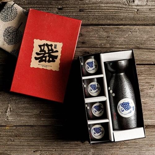 Rose sake fruit wine pot ceramic wine set Japanese style bamboo charcoal wine pot cup wineware gift box