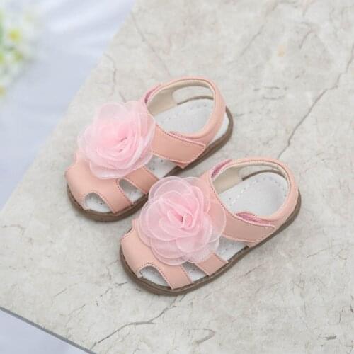 Children shoes Geniune Leather sandals beach 2021 summer new arch pad double flowers Toddler children sandals