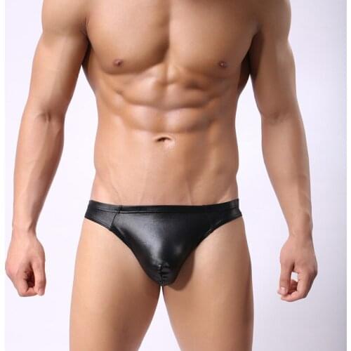 Mens Tanga Briefs Male Erotic Lingerie Underpants Faux Leather Passion Show Cool Gay Fetishism Panties Sexy Fad Glossy Underware