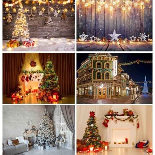Vinyl Custom Christmas Day Photography Backdrops Prop Christmas Tree Festival Theme Photo Studio Background NY2-02