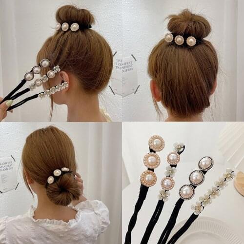 Vintage Shell Pearl Hairpin Flower Bud Tied Half Ball Head Artifact Wedding Bridal Rhinestone Hair Pins Women Hair Accessory