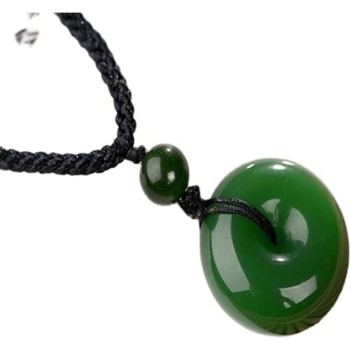 Xinjiang Jasper Ping'an clasp pendant necklace jade pendant spinach green pendant jade necklace for men and women