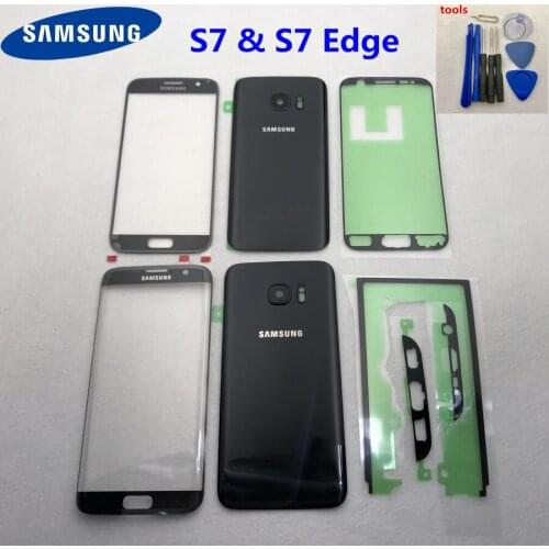 Battery Back Cover Glass Door Housing + LCD Front Touch Glass Outer Lens For Samsung Galaxy S7 G930 G930F S7 Edge G935 G935F