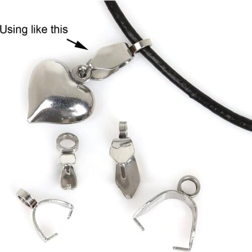 20pcs 2.5*7*9mm 4*10*12mm Stainless Steel Pendant Clasps Pinch Clips Necklace Connector For DIY Jewelry Findings