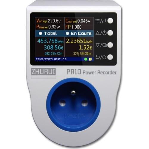 ZHURUI PR10-D FR16A (French plug, E type) / power meter/ energy meter/ measure/ alarm/ timing/ 0.1~4000w/socket meter/meteric