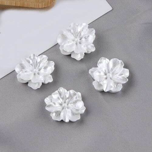 10 PCS 25mm Fashion Resin Imitation Pearl Flowers Connectors Charm For Jewelry Making
