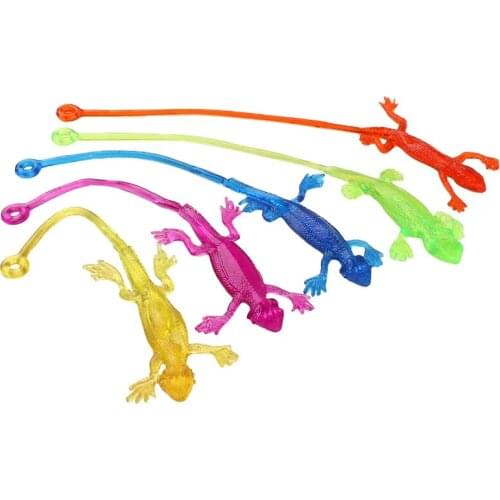 20Pcs Novelty Sticky Lizard Animals Retractable Viscous Rubber Lizard Children Funny Gadget Random Color