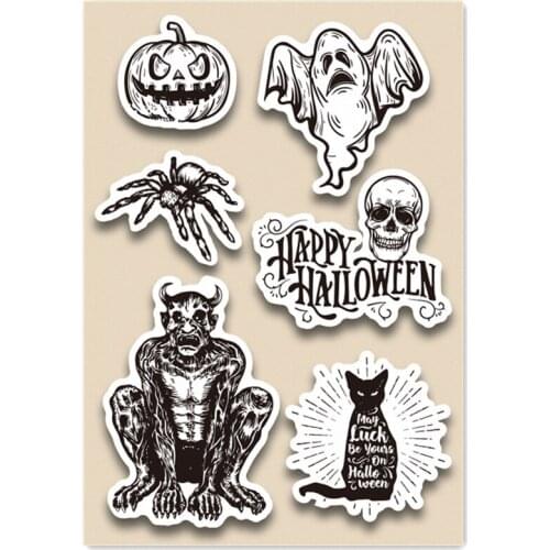 20Pcs11*16CM Halloween Ghosts Transparent Clear Stamp Silicone Stamp/Seal DIY Scrapbooking/Photo Album Stamp Sheets Bulk Deals