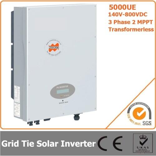 5000W 140V-800VDC Three Phase Transformerless Solar Grid Tie Inverter with CE RoHS Approvals