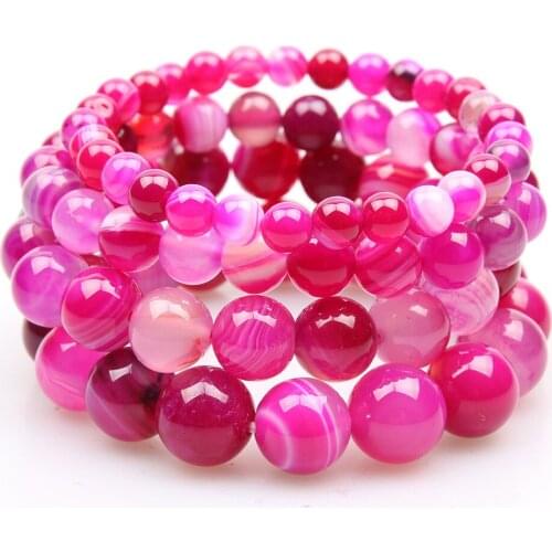 8mm 10mm 12mm Natural Stone Strand Beads Bracelet Reiki Healing Orange Quartz Aventurine Agates Rose Crystal Charms Bracelets
