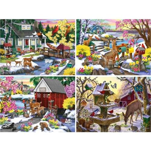 Diamond Painting Cross Stitch Deer Picture of Rhinestone Set of Embroidery Kit Animal Diamond Mosaic Winter Handmade Art Gifts