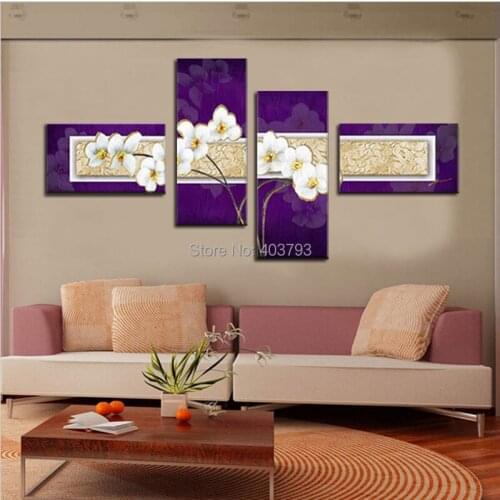 Large 100% Hand Painted Modern No Stretched Contemporary Flowers Abstract Floral Oil Painting On Canvas Wall Art For Living Room