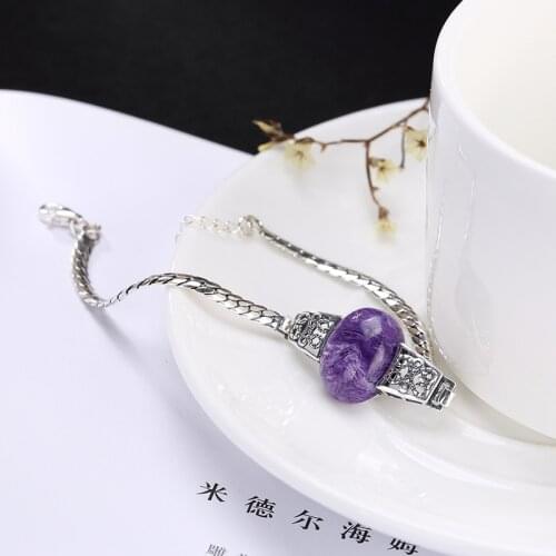 S925 pure silver natural purple dragon crystal retro Thai silver personality high grade lady Bracelet wholesale agent