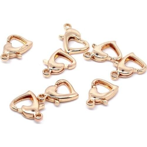 14k copper-clad gold love heart finishing buckle handmade diy bracelet peach heart lobster buckle necklace with color-preserving