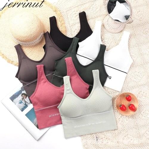 Jerrinut Bras For Women Sexy Seamless Backless Bralette U Type Active Padded Push Up Bra Women Top Wireless Long Tops Brassiere