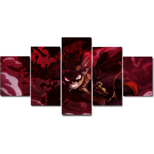 Black Clover Anime Fan Art Demon Asta Canvas Wall Decorative Poster,No Frame,Set of 5 Pieces