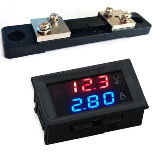 DC 100V 50A 100A Digital Dual Ammeter Display And Modified Voltmeter Automotive Voltage Test Meter Display Led Display P15F