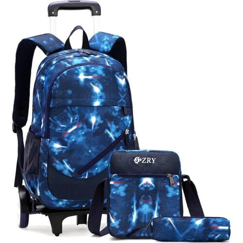 With 3 Wheeled Stairs Kids boys girls Trolley Schoolbags Luggage Book Bags kids Wheeled Backpacks Removable Children School Bags