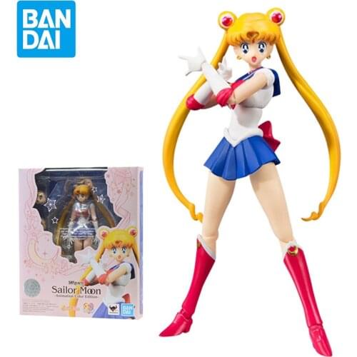 Bandai SHF Sailor Moon Tsukino Usagi Action Figure PVC Anime Model Doll Decoration Toy Boxed Childrens Birthday Gift