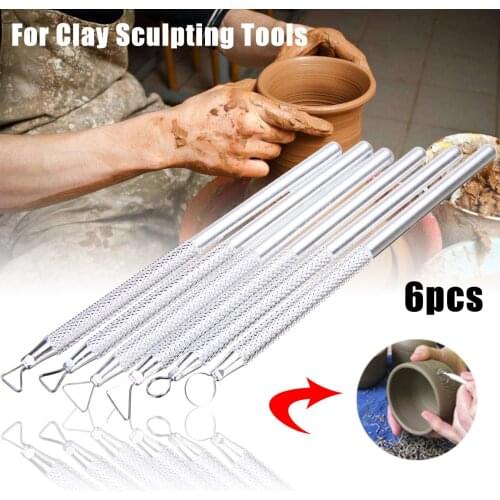 6Pcs/Set Polymer Clay Tools Pottery Ceramics Ribbon Sculpting Tools Pottery Clay Sculpture Caving Scraper Craft Modelling Tool
