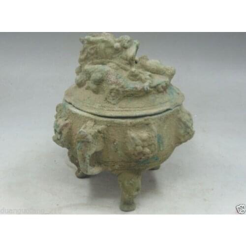 Collection rare CHINESE OLD exquisite 9 dragons bronze Incense burner