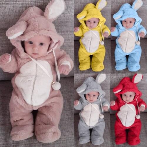 Baby Clothes Romper Newborn Baby Boys Girls Winter Cute Ear Fleece Jumpsuit Romper Warm Outwear New Born Baby Clothes Jumpsuit