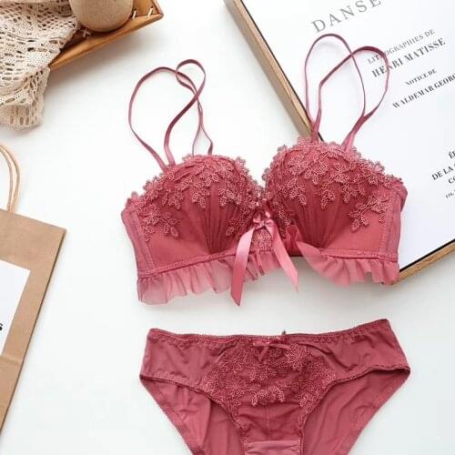 European Style Sexy Bra Briefs Set Women Lace Bra Sexy Now Panties Women Gathered Bra Fashion Tank Top Underwear Female Lingerie