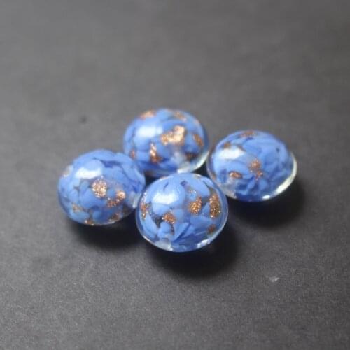 10pcs/Lot 16mm*10mm Lampwork Glass Beads Round Flat Fashion Beads Cobalt blue color for jewelry making