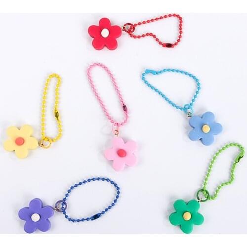 Hot Sales 1 Piece High Quality 7 Colors 3D Flowers Mobile Phone Strap Cute Floral Keychains Lanyard Fashion Charm for Airpod Bag