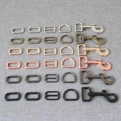 20sets 25mm webbing metal clip hook D ring slider belt buckle for bag handbag straps dog martingale collar leash DIY accessory