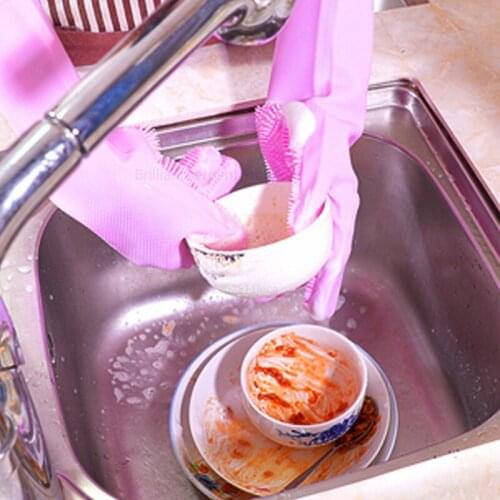 Multifunctional Magic Silicone Dish Washing Gloves Kitchen Accessories Food Grade Vegetable Fruit Cleaning Brush Dishwashing