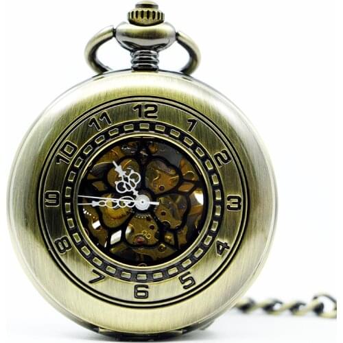 Fashion Bronze/Silver Hand Wind Mechanical Pocket Watch Vintage Men Womens Watch Nice Gift